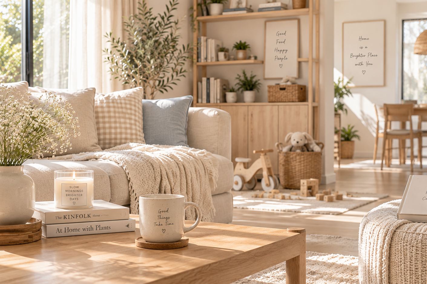 Bright and cozy home with simple natural decor